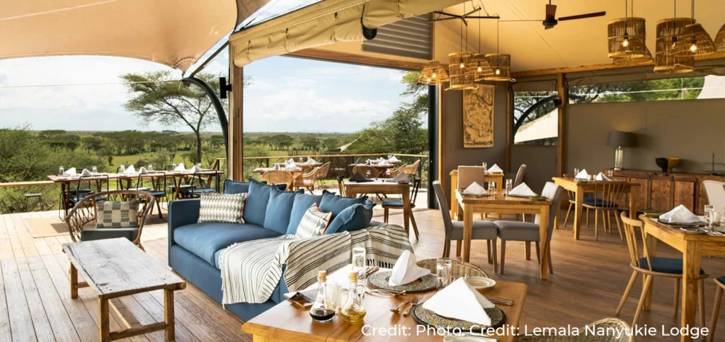 Nanyukie Lodge Serengeti luxury dining overlooking the savannah